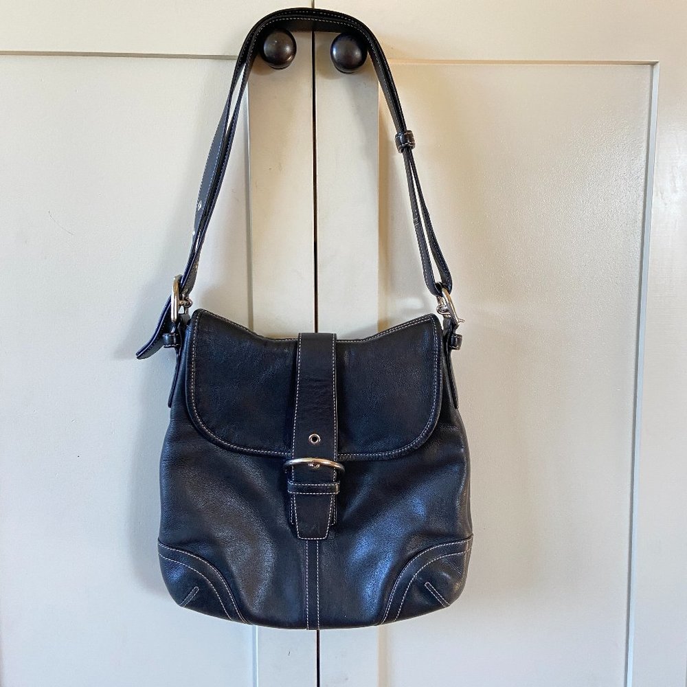 Coach Convertible Shoulder Black Leather Bag